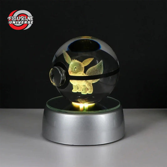 Poké Ball Cristal Évoli + Socle LED - Pokémon™ - 50mm