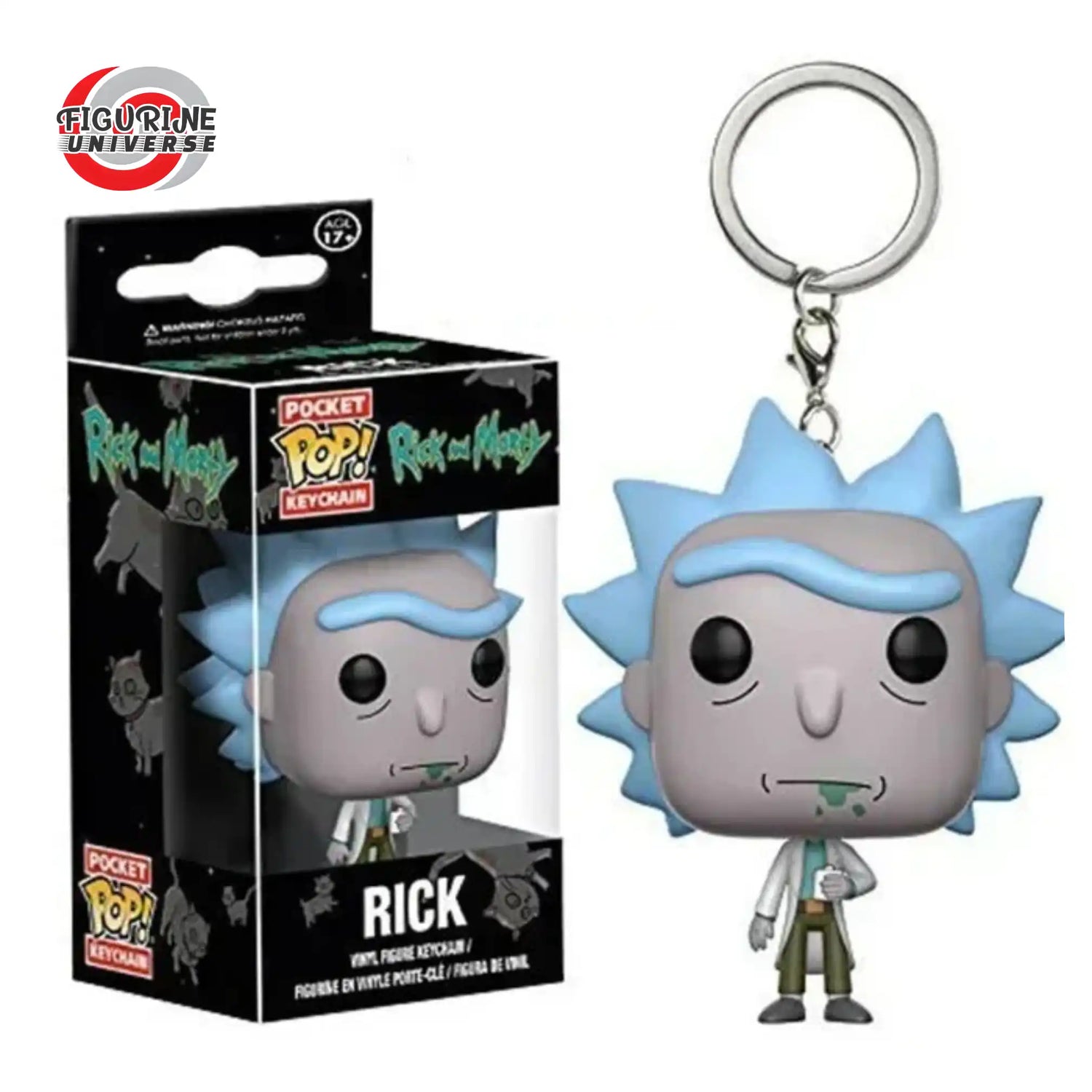 Porte-clés Funko Pop de Rick, Morty, Pickle Rick et Snowball - Rick et Morty